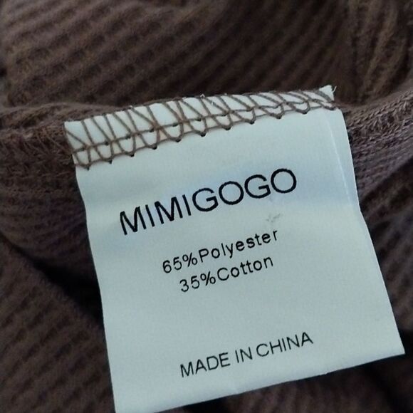 NWT MIMIGOGO  Brown  Long Sleeve Wrap Waffle  Knit TopButton       Size S - Picture 13 of 13